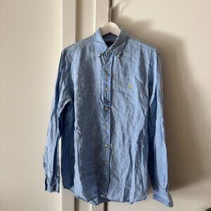 POLO RALPH LAUREN SKY BLUE LINEN SHIRT SIZE MEDIUM